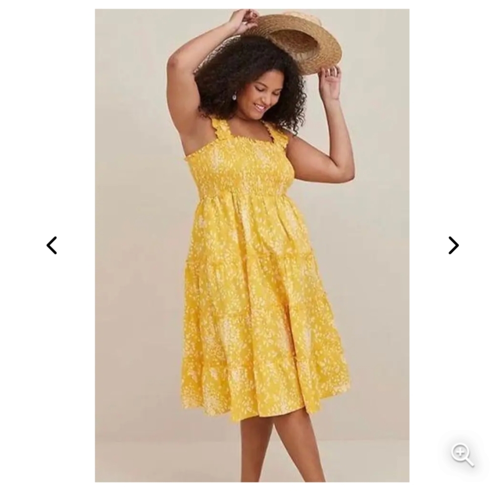 Torrid Sz 1X Poplin Tiered Midi Dress
